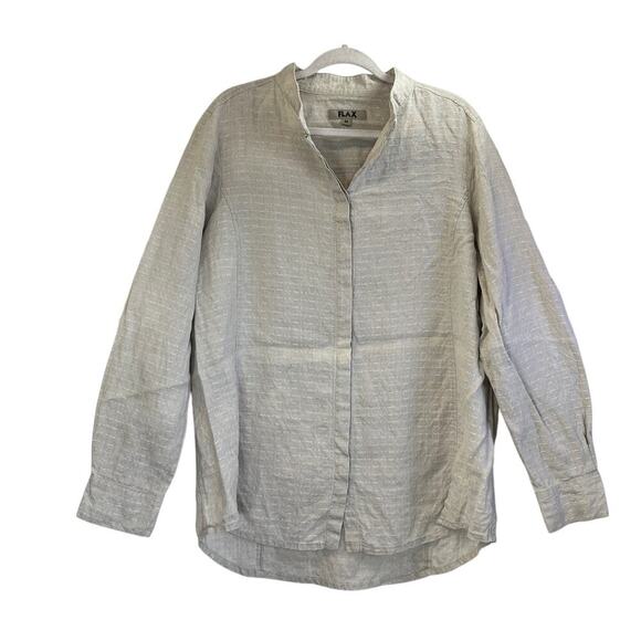 Flax Womens M Beige 100% Linen Button Up Summer Jacket Lagenlook/Beach - Picture 1 of 12